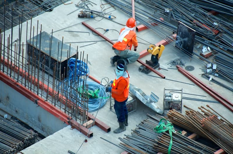 Close-up of precision construction work